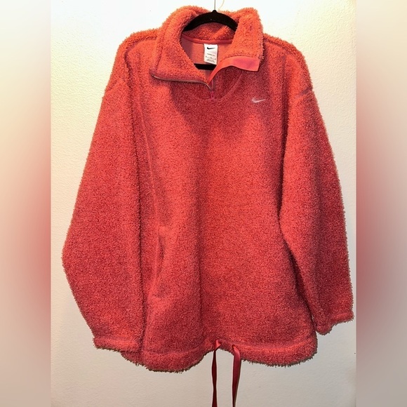 Nike women’s pink therma fit teddy pull over sweatshirt jacket XL - Picture 3 of 13